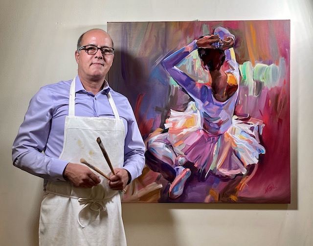 John Nazal with painting